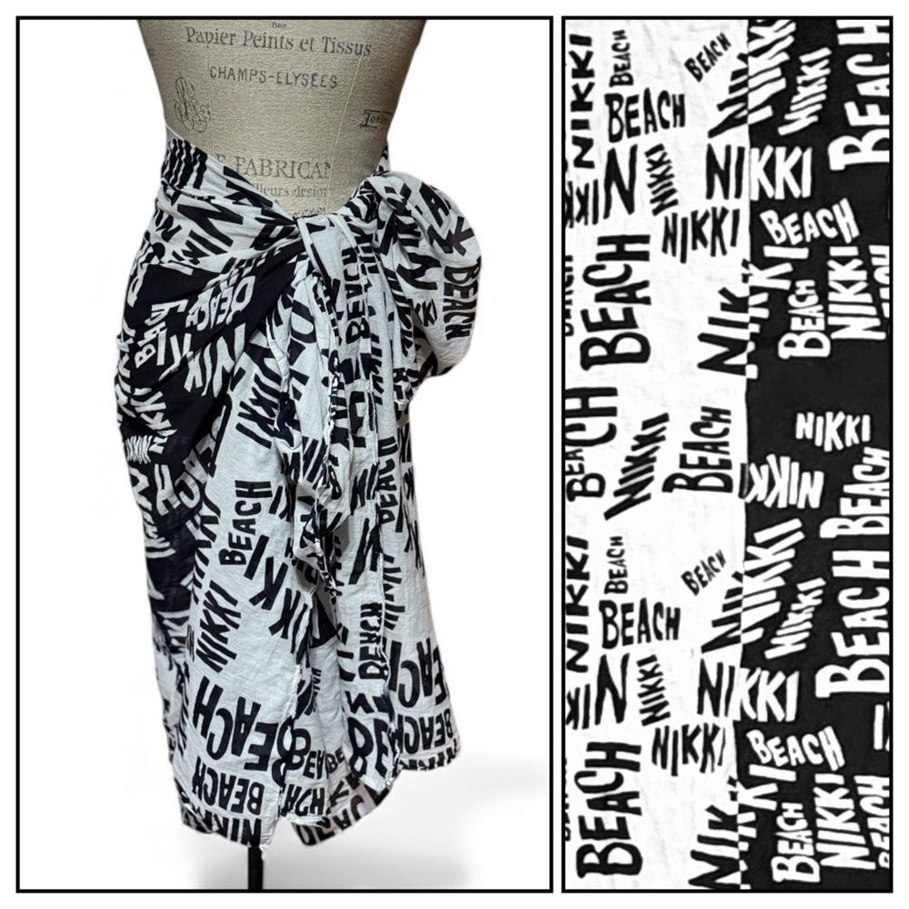 Nikki Clothing Nikki Beach Black and White Sarong / Scarf / Fabric